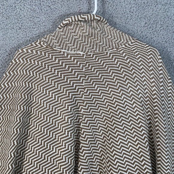 Chico's Shawl Womens Brown White One Size Knit Zigzag Kimono Sleeves Open Front - Picture 5 of 10